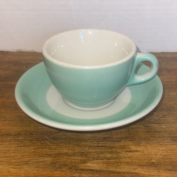 Vintage Jackson China Green Restaurant Ware Teacup Coffee Cup & Saucer 1950s MCM - Picture 2 of 8
